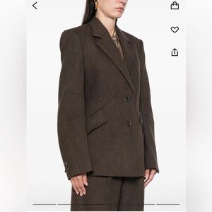 Helmut Lang Wool Dark Brown Women's Blazer Apex